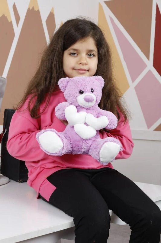 30 Cm Küçük Beyaz Kalpli Peluş Ayıcık Yastık