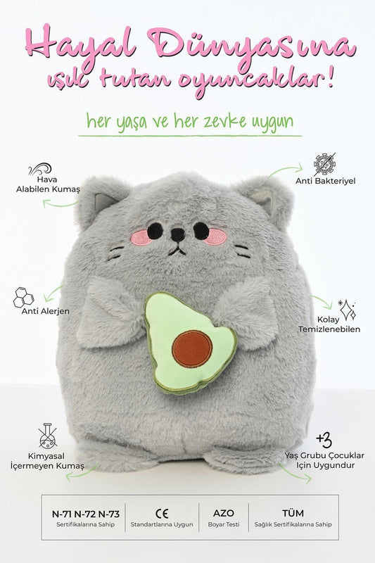 30 Cm Yumuşak Avakadolu Kedi Peluş Oyuncak Oyun Arkadaşı