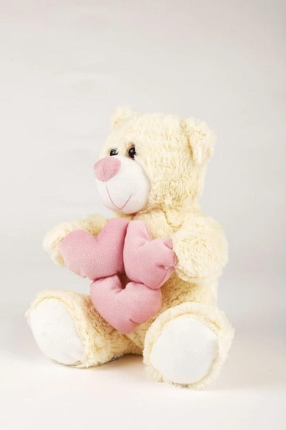30 Cm Küçük Beyaz Kalpli Peluş Ayıcık Yastık