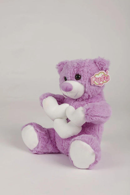 30 Cm Küçük Beyaz Kalpli Peluş Ayıcık Yastık