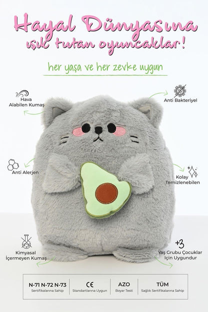 30 Cm Yumuşak Avakadolu Kedi Peluş Oyuncak Oyun Arkadaşı