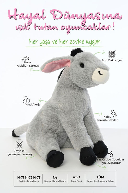 35 CM OTURAN EŞEK FİGÜRLÜ PELUŞ OYUNCAK