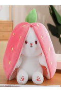 35 Cm Pembe Açık Renkli Çilek Tavşan Peluş Oyuncak 2 Yüzlü Yastık