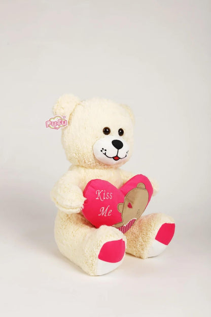 45 Cm Kiss Me Nakışlı Beyaz Peluş Ayıcık
