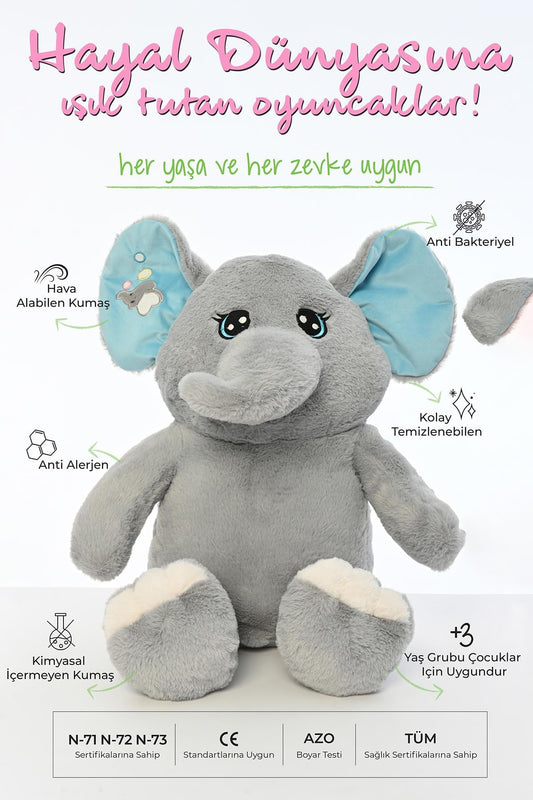 70 CM BÜYÜK KULAKLI FİL PELUŞ UYKU ARKADAŞI