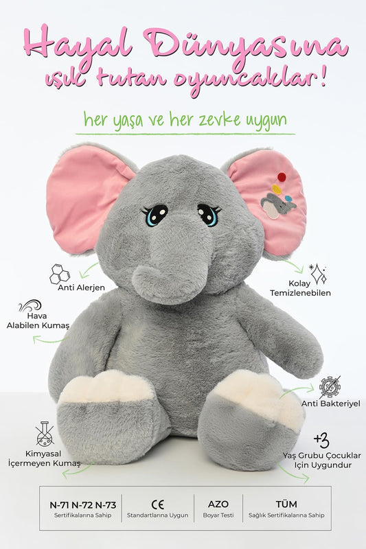 70 CM BÜYÜK KULAKLI FİL PELUŞ UYKU ARKADAŞI