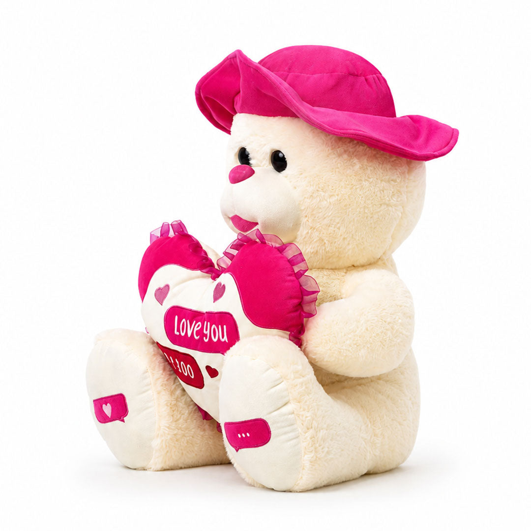 Pembe Şapkalı 45 cm Peluş Ayıcık