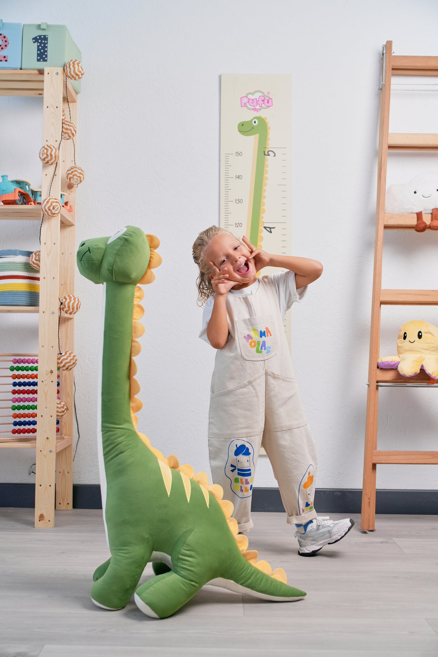 Dinozor Peluş Yastık Oyuncak 1 Metre-Yeşil