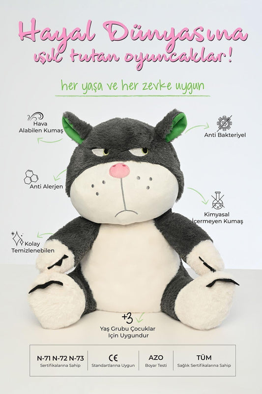 Asabi Kedi Peluş Oyuncak Oyun Arkadaşı 45 Cm