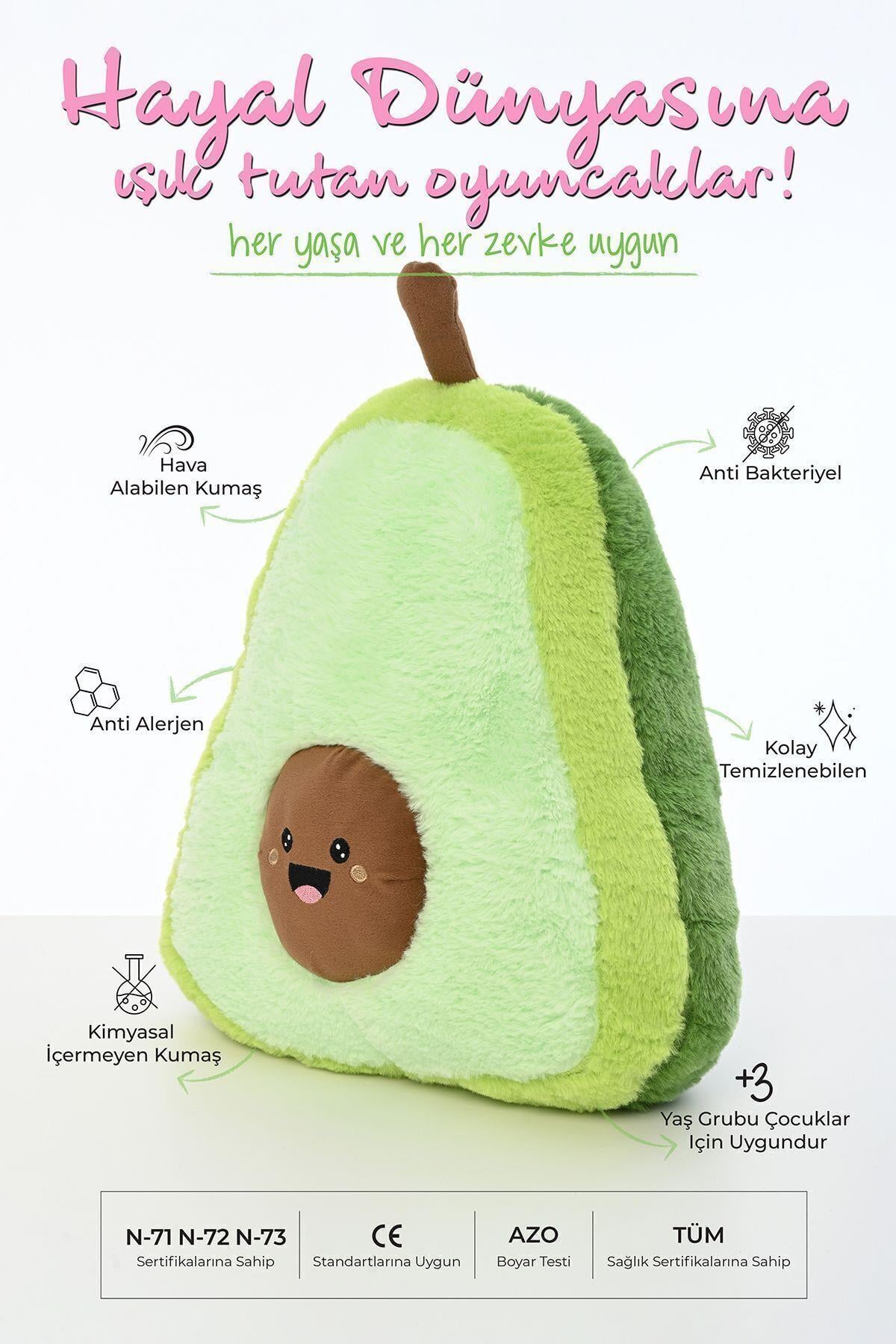 Avakado Yastık Oyuncak Peluş Uyku Arkadaşı Yeşil 45 Cm