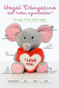 ' I Love You' Nakışlı Peluş Fil
