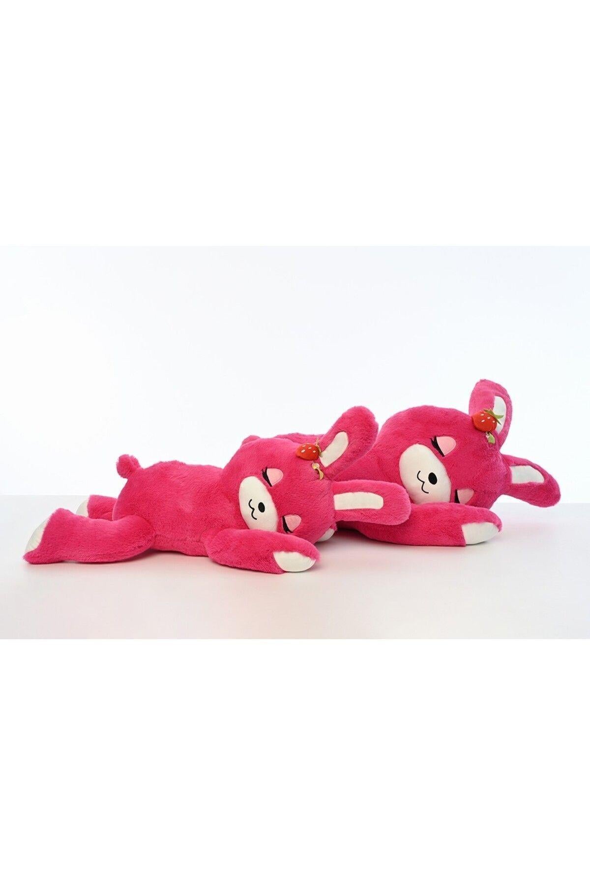Peluş Çilekli Uzanan Tavşan (65 CM)