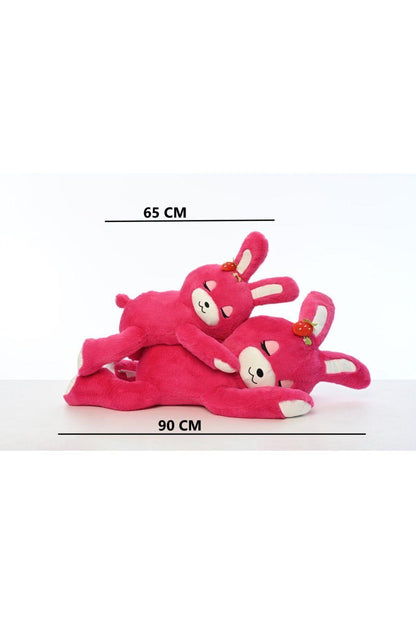 Peluş Çilekli Uzanan Tavşan (65 CM)