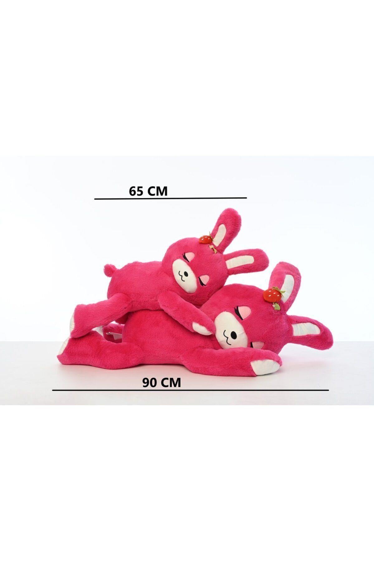 Peluş Çilekli Uzanan Tavşan (90 CM)