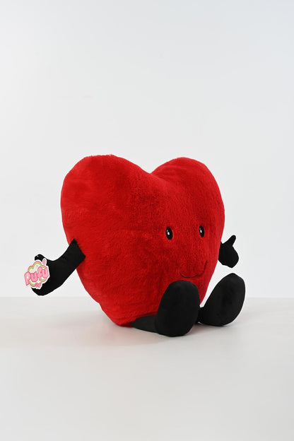 Peluş Sevgiliye Hediye Nakışlı Kalpli 40 CM Yastık Kırmızı
