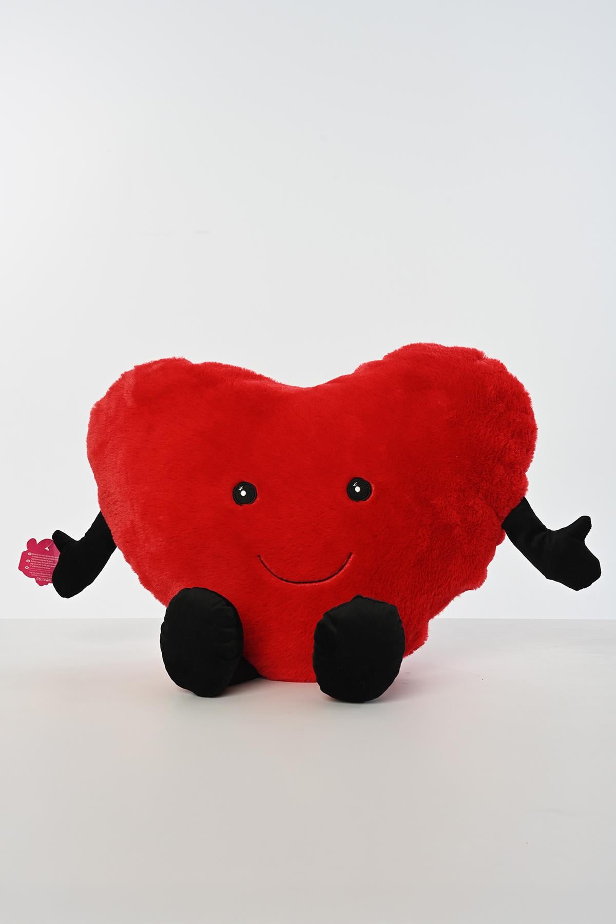 Peluş Sevgiliye Hediye Nakışlı Kalpli 40 CM Yastık Kırmızı