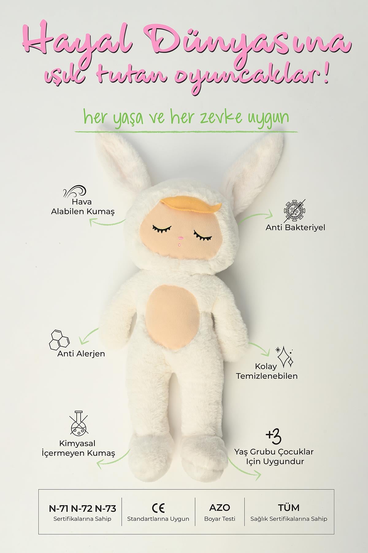 Peluş Uyuyan Bebek Serisi Uyku Arkadaşı 45 Cm