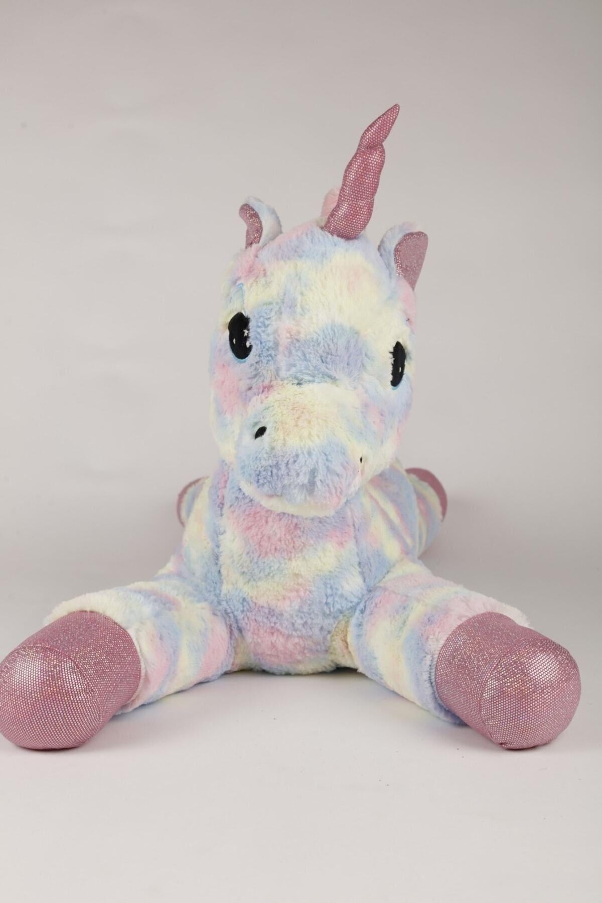 Peluş Uzanan Rengarenk Unicorn Oyun Ve Uyku Arkadaşı Yastık 80 Cm