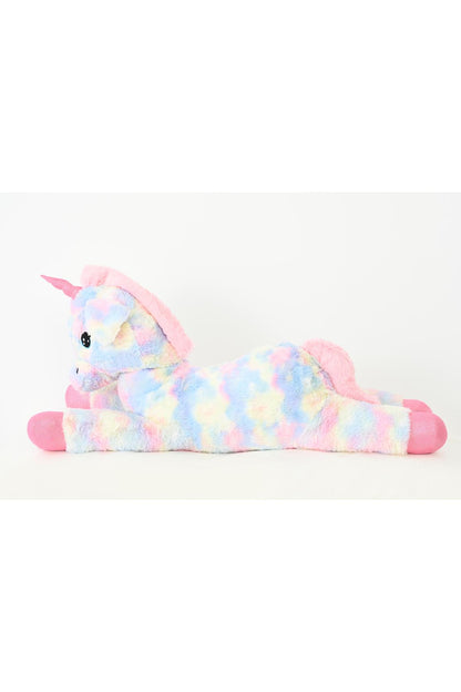 Peluş Uzanan Rengarenk Unicorn Oyun Ve Uyku Arkadaşı Yastık 80 Cm