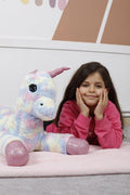 Peluş Uzanan Rengarenk Unicorn Oyun Ve Uyku Arkadaşı Yastık 80 Cm