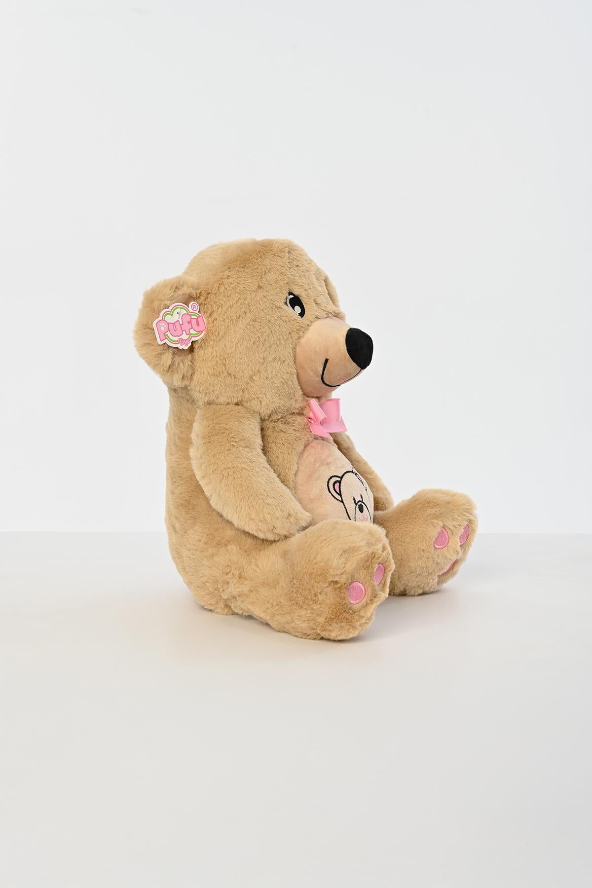 Renkli Göbekli Kurdelalı Peluş Ayıcık Uyku Arkadaşı 40 cm