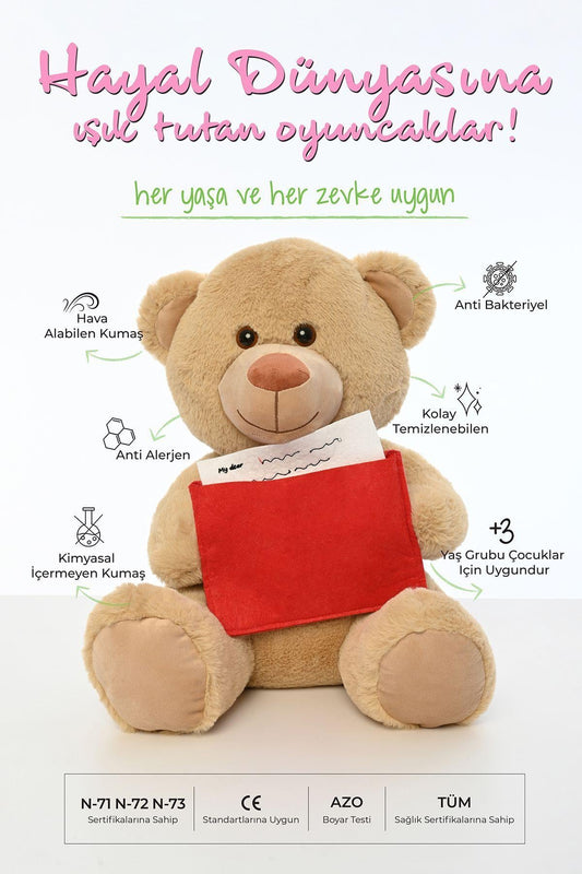 Sevgiliye Özel Hediye Mektuplu Ayıcık 45 Cm