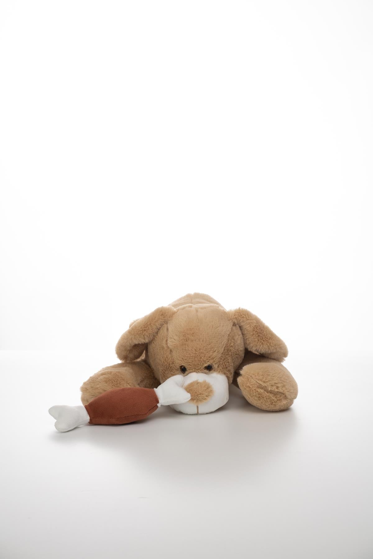 Sevimli Peluş Dolgulu Uzanan Kemikli Köpek 50 Cm