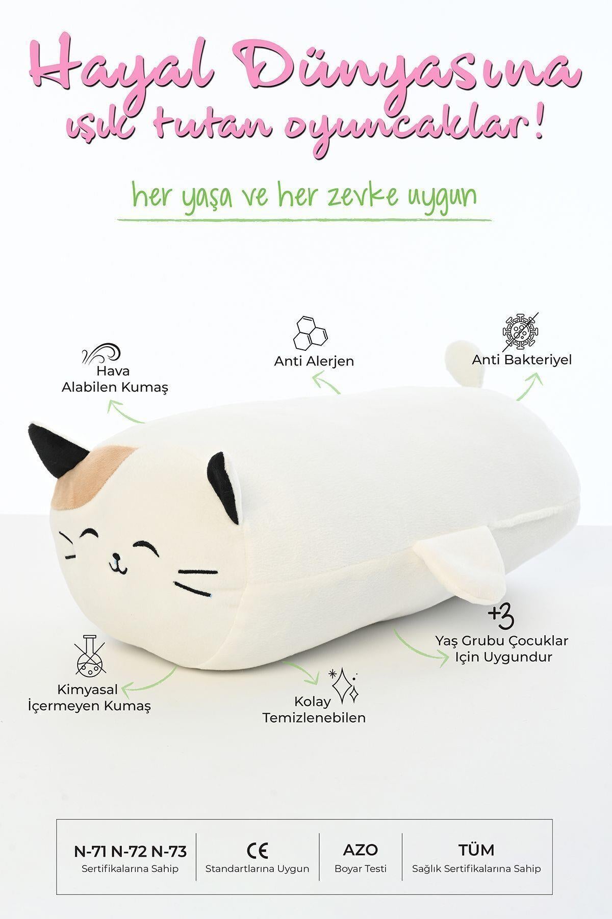 Tavşan Figürlü Peluş Oyuncak Yastık Yumuşak Ve Sevimli 40 Cm Rulo Peluş Oyuncak