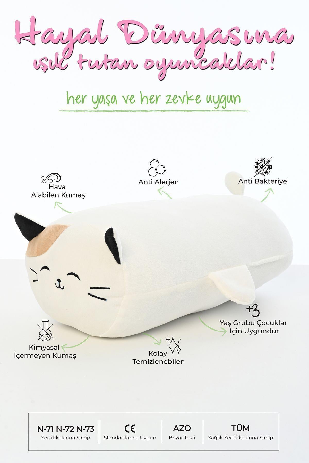 Tavşan Figürlü Peluş Oyuncak Yastık Yumuşak Ve Sevimli 40 Cm Rulo Peluş Oyuncak