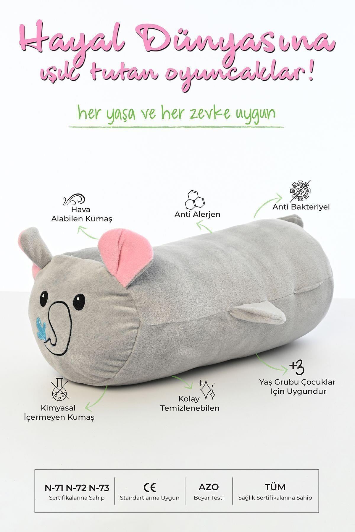 Tavşan Figürlü Peluş Oyuncak Yastık Yumuşak Ve Sevimli 40 Cm Rulo Peluş Oyuncak
