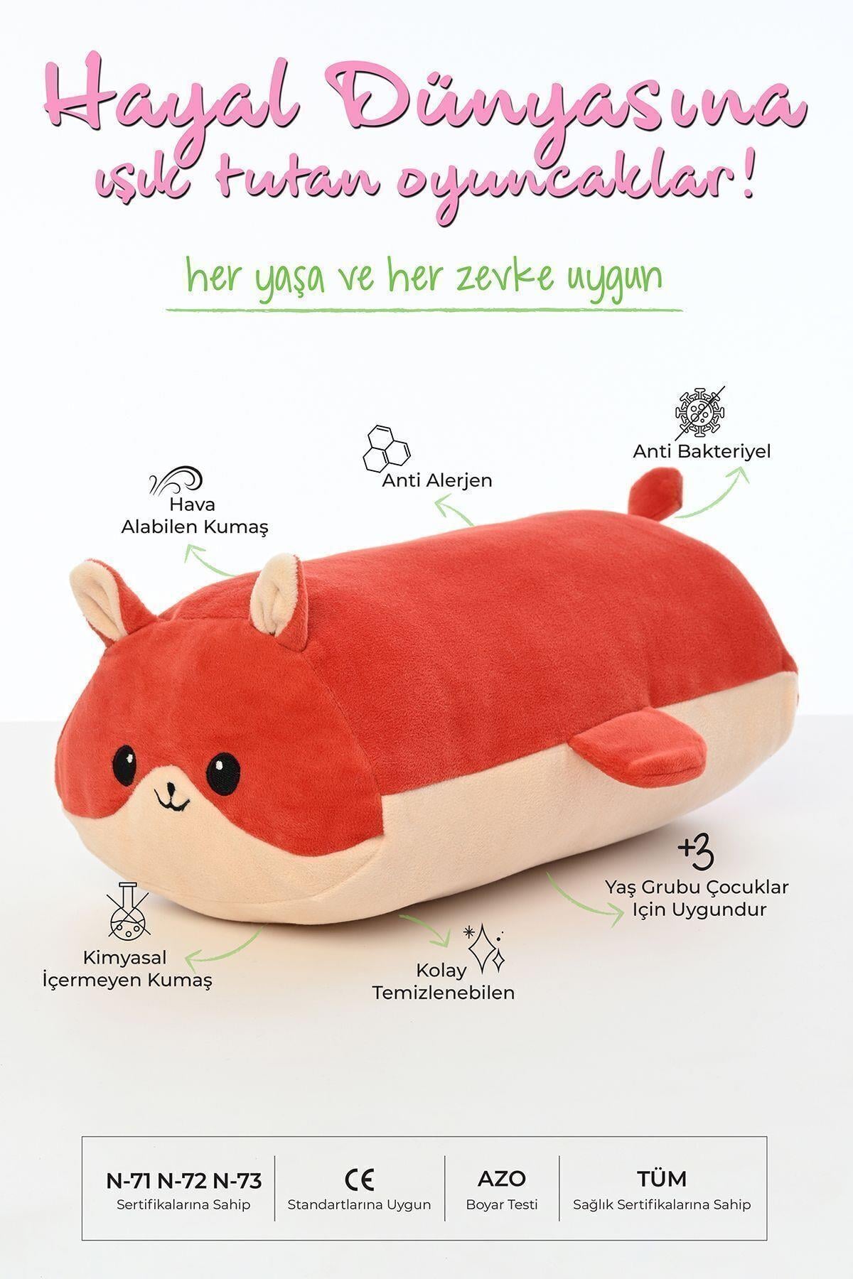 Tavşan Figürlü Peluş Oyuncak Yastık Yumuşak Ve Sevimli 40 Cm Rulo Peluş Oyuncak