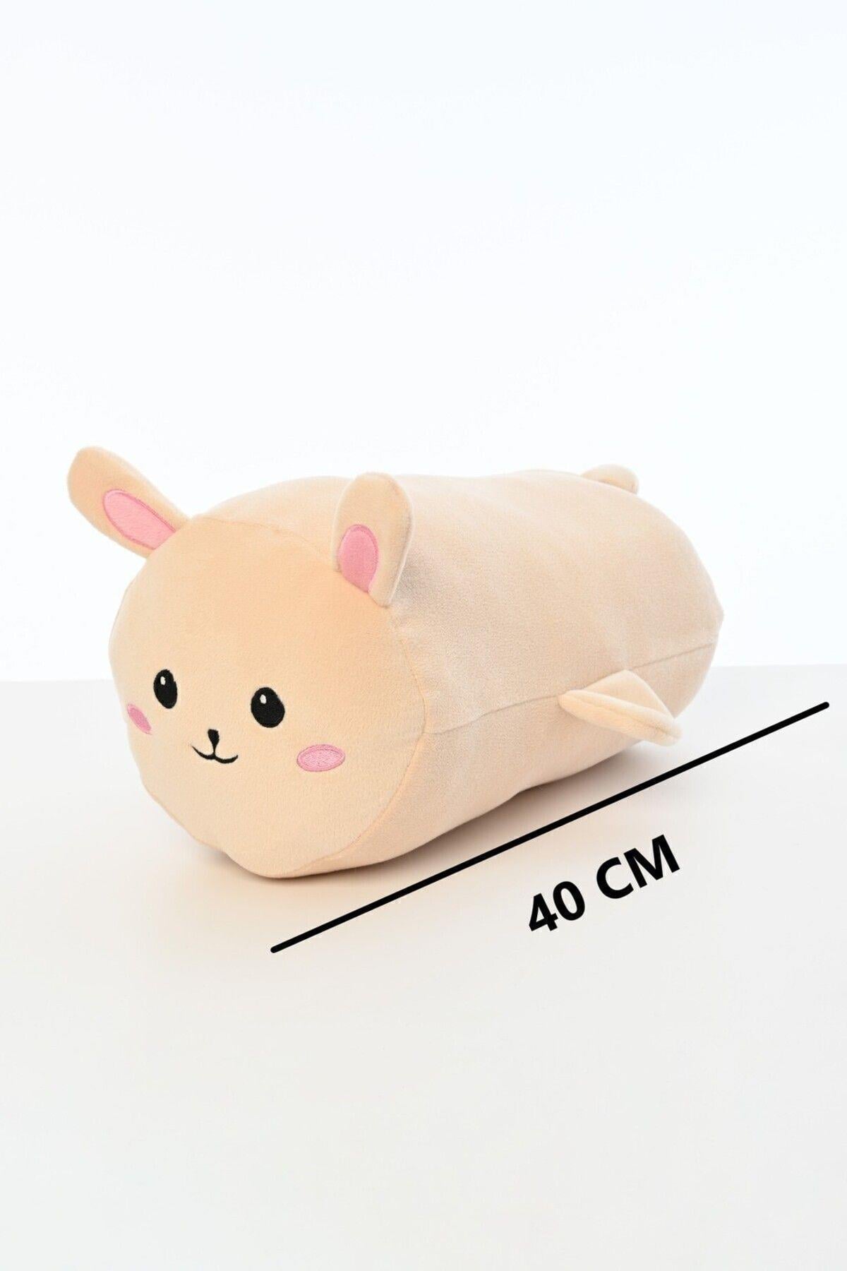 Tavşan Figürlü Peluş Oyuncak Yastık Yumuşak Ve Sevimli 40 Cm Rulo Peluş Oyuncak
