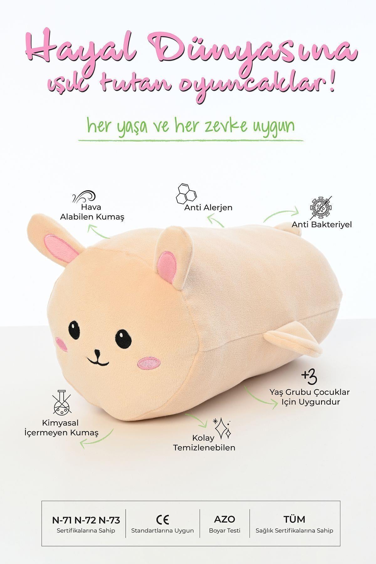 Tavşan Figürlü Peluş Oyuncak Yastık Yumuşak Ve Sevimli 40 Cm Rulo Peluş Oyuncak