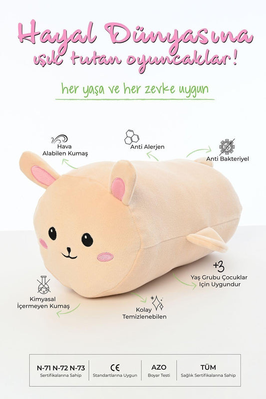 Tavşan Figürlü Peluş Oyuncak Yastık Yumuşak Ve Sevimli 40 Cm Rulo Peluş Oyuncak