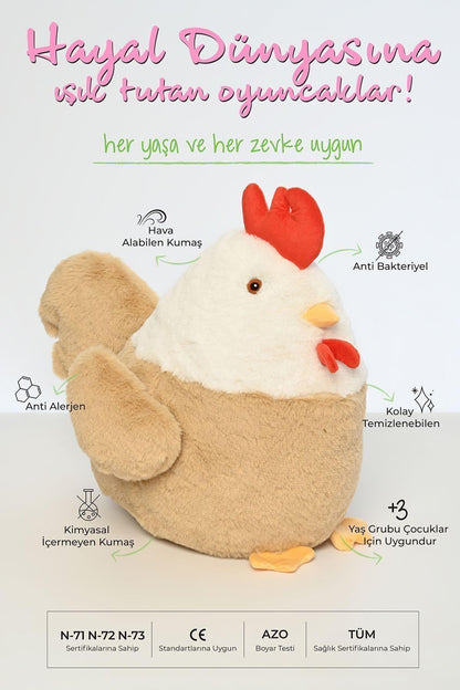Tavuk 35 Cm Sevimli Peluş Oyuncak, Hediyelik Oyuncak, Bebek Yastığı